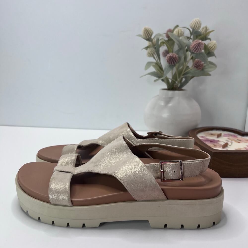 Vionic Alondra Lug T-Strap Comfort Sandal Gold Sling Back Buckle Women's 9.5